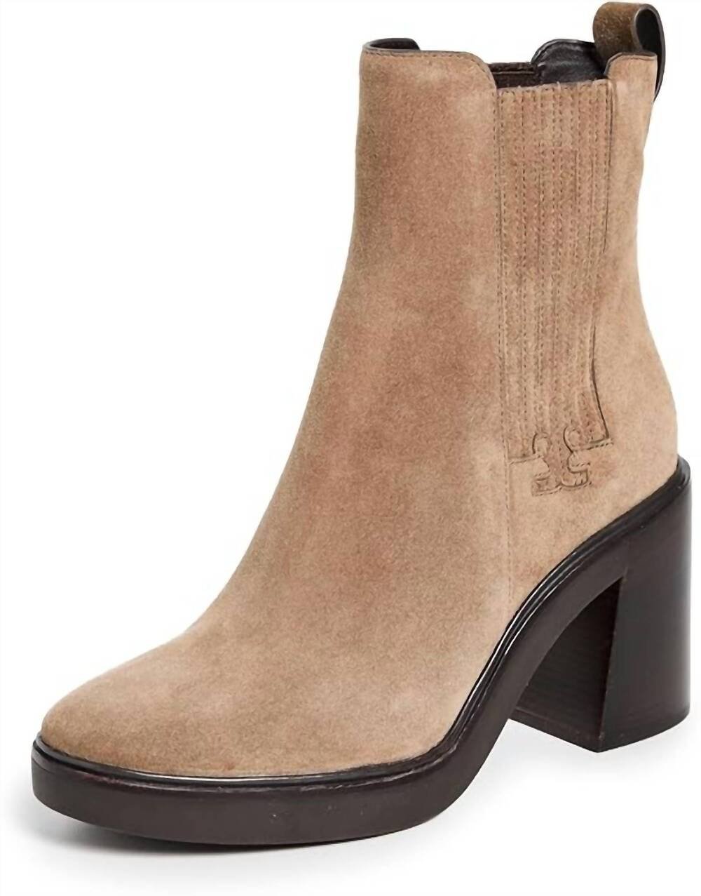 NEW TORY BURCH women's t gore heeled ankle boots in river rock